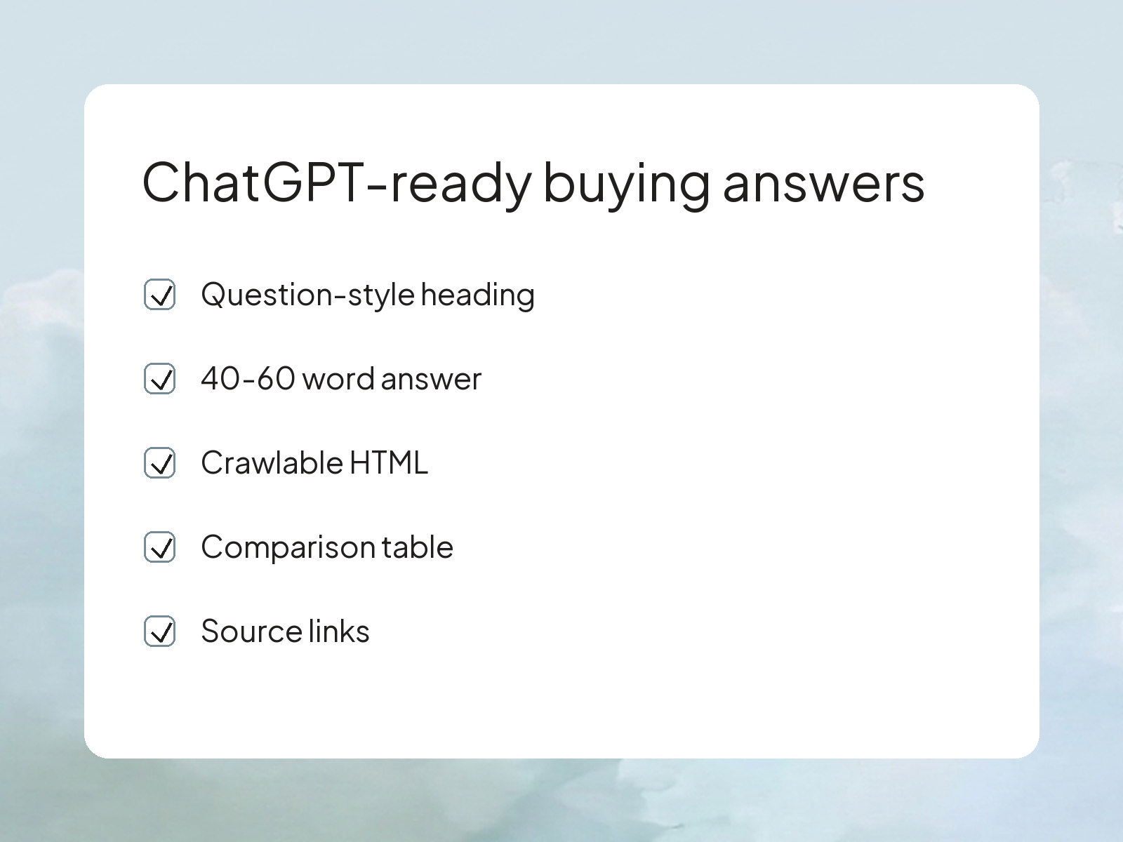 ChatGPT-ready buying answers checklist